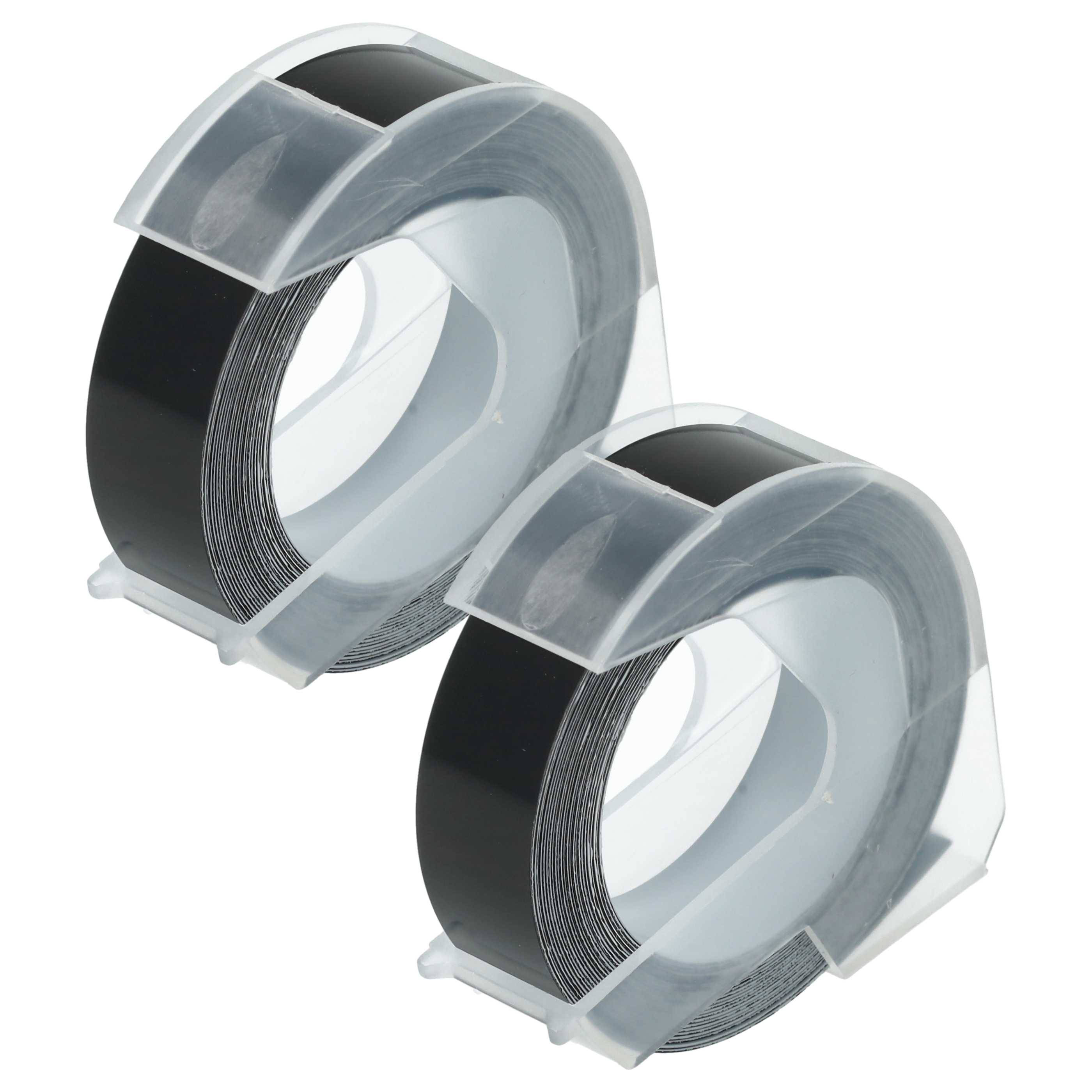 vhbw 2x 3D Prägeband-Schriftband-Kassette kompatibel mit Dymo Rhino M1011 Etiketten-Drucker 3m x 12mm Weiß auf Schwarz