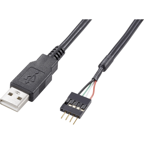 Akasa USB-Kabel USB 2.0Pfostenstecker 4pol., USB-A Stecker 40.00cm Schwarz vergoldete Steckkontakte, UL-zertifiziert EXUSBIE-40