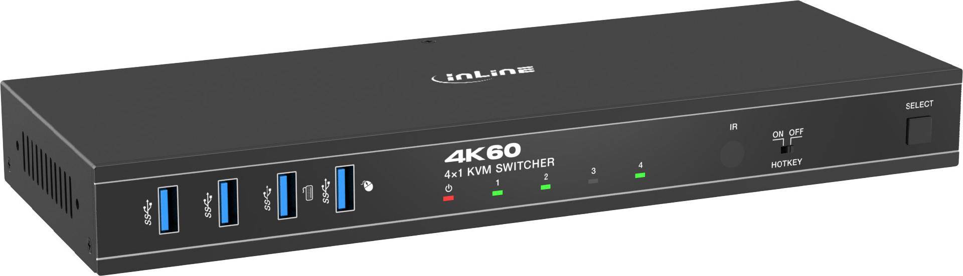 InLine® KVM Switch, 4x1, DP 4K/60Hz, USB 3.2 Hub