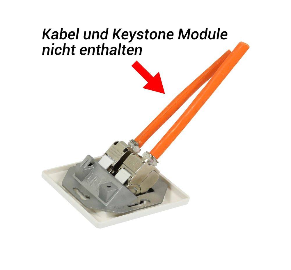 Keystone,Modulträger UP Dosen für 2xTP-Modul Reinweiss Eckiger Aussenrahmen Synergy 21,