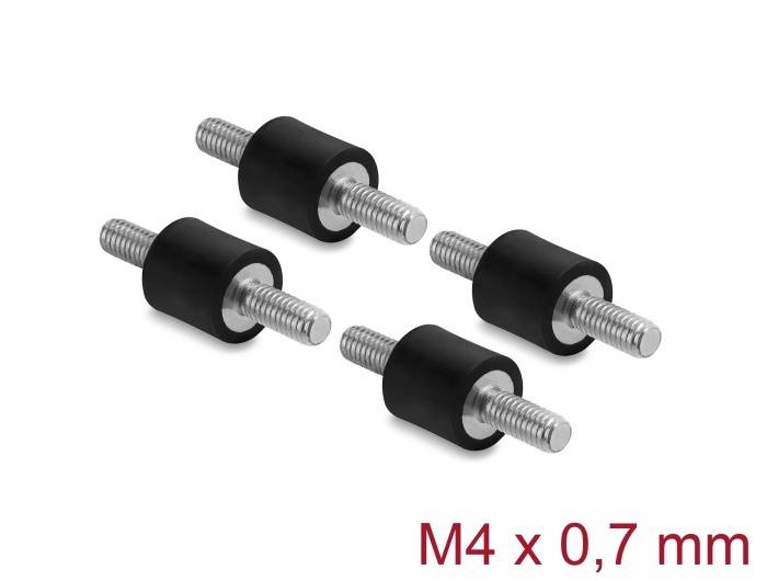 Delock Vibrationsdämpfer M4 x 0,7 mm Ø 10 x H 10 mm mit 2 x Außengewinde, 4 Stück