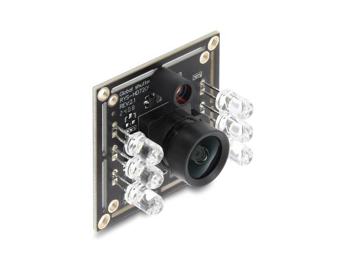 Delock USB 2.0 Kameramodul mit Global Shutter schwarz / weiß 0,92 Megapixel 65° 6 LED V6 Fixfokus