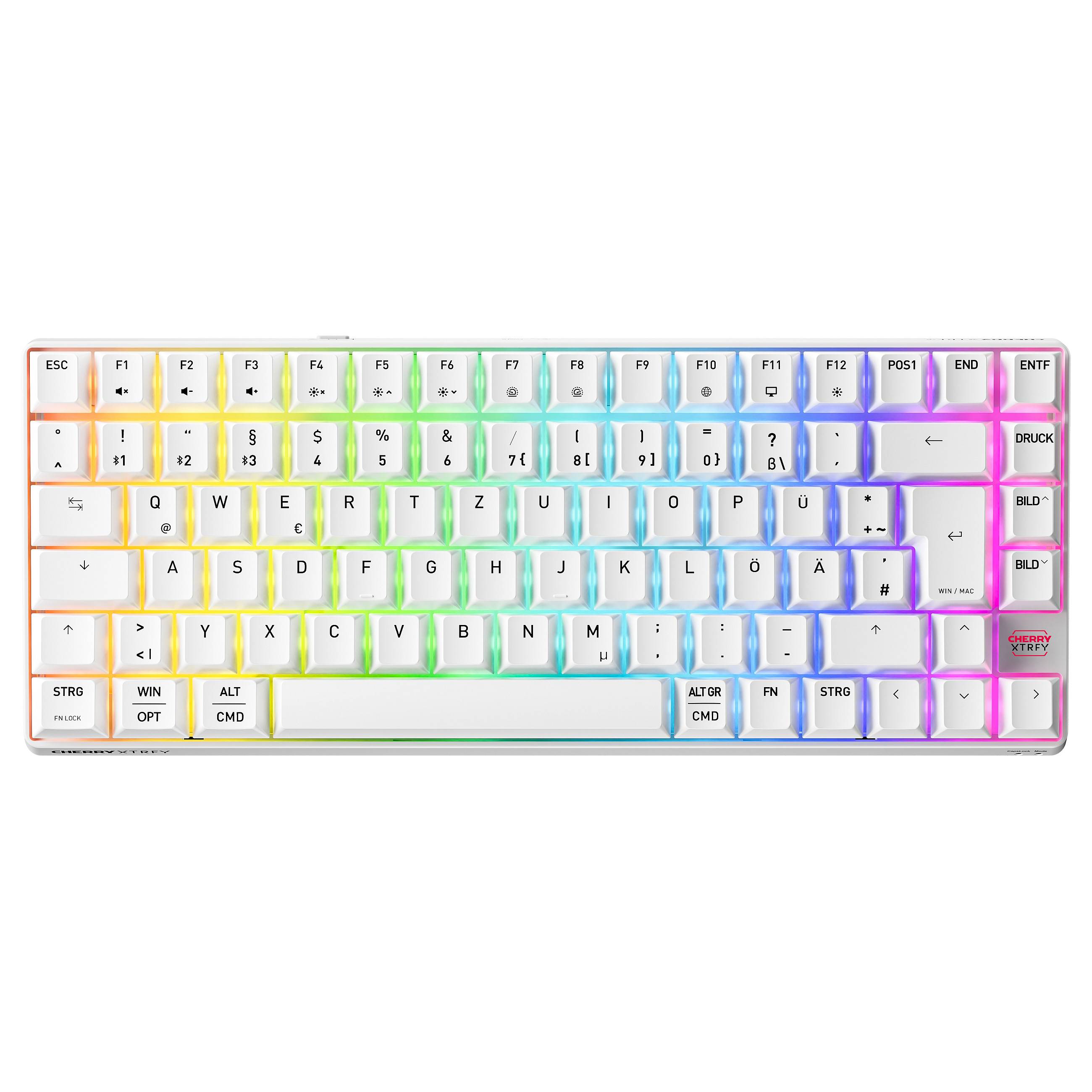 CHERRY XTRFY K33 Compact Wireless, Kabellos, USB + RF Wireless + Bluetooth, Mem-chanical key switch, QWERTZ, RGB-LED, We