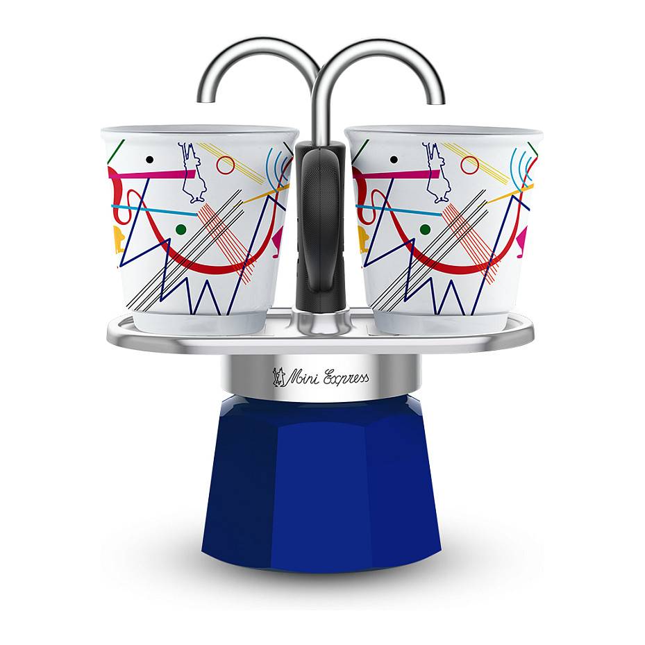 Bialetti Mini Express - Espressokocher-Set - blau + 2 Becher aus Arte Collection Kandinsky Home &