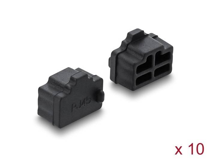 Delock Staubschutz für RJ45 Buchse, 10 Stück, Silikon, schwarz
