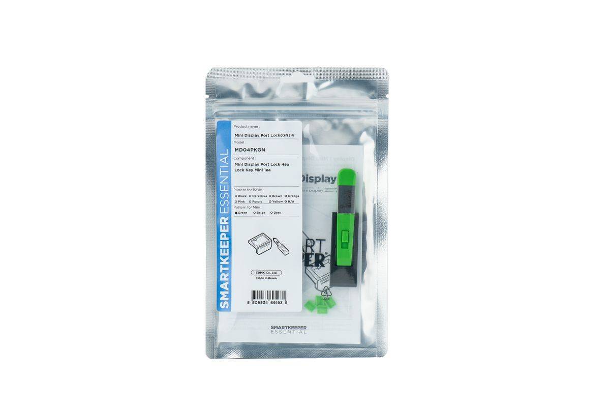 SMART KEEPER - Mini""MiniDisplayPort"" Blocker grün 4 Stk.+Key