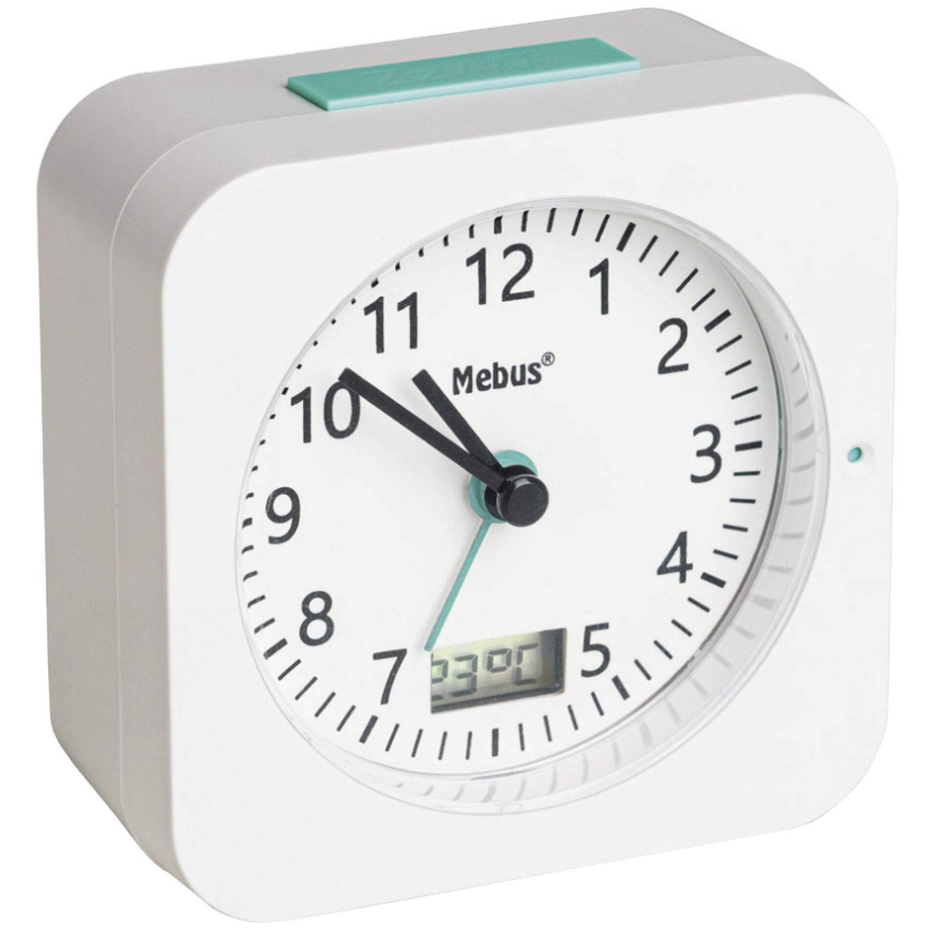 Mebus 25610, Digitaler Wecker, Weiß, 12 h, F, °C, Radio/Summer, Analog