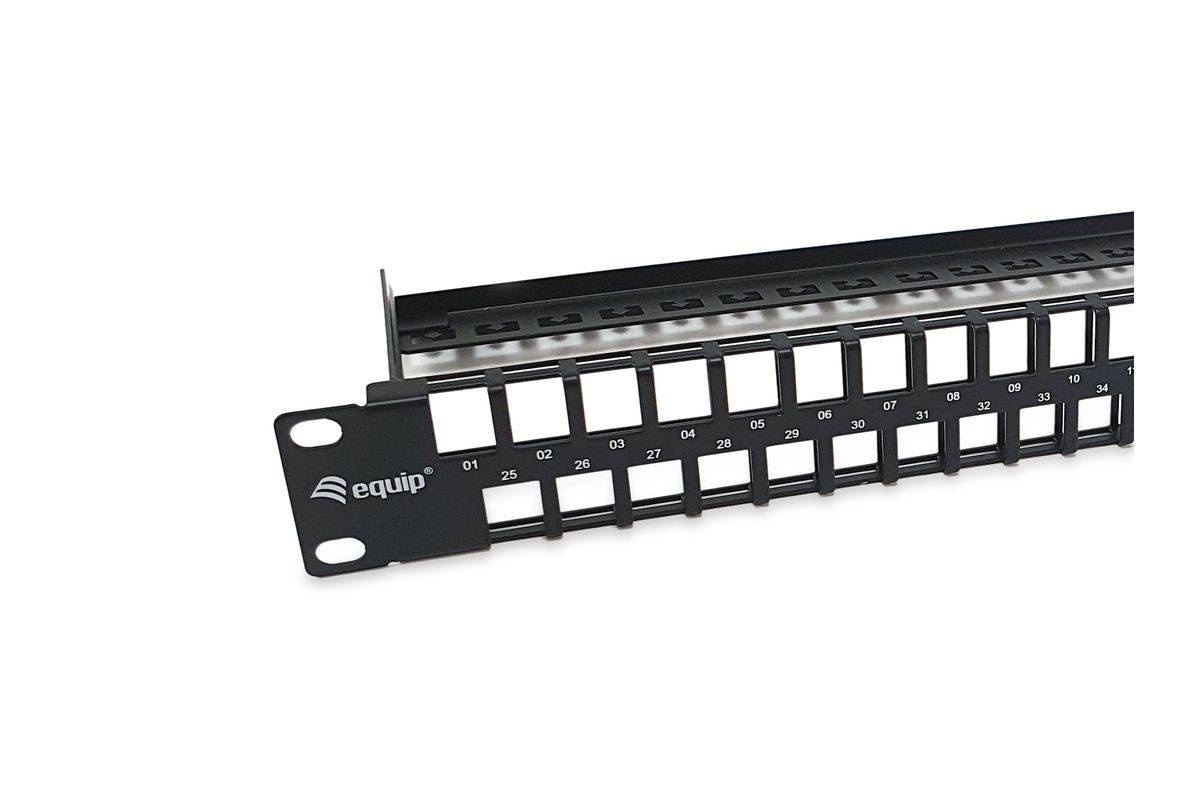 Equip Patch Panel - Rack montierbar - RAL 9005, Schwarz - 1U - 48.3 cm (19")