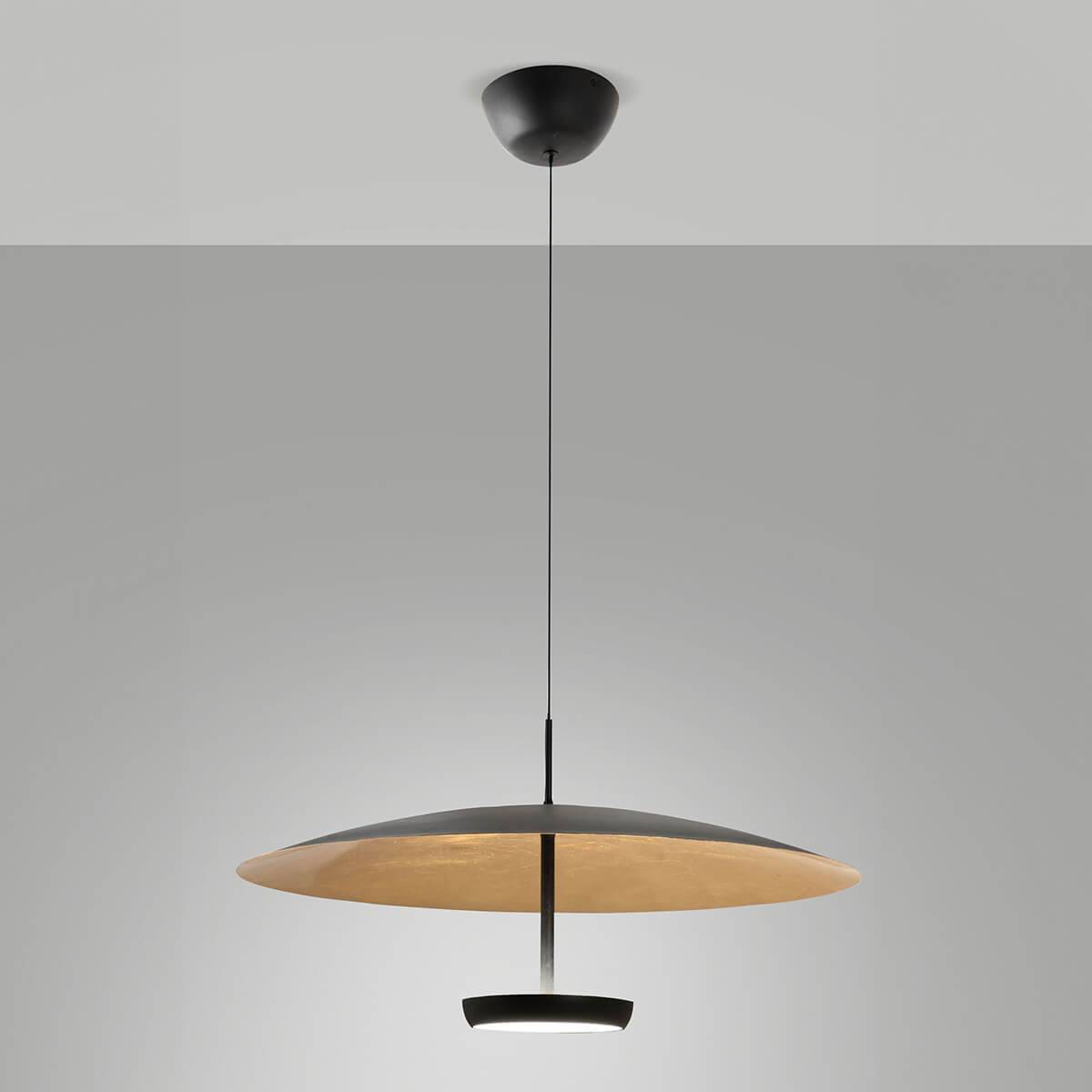 Fabas Luce Yuko LED Pendelleuchte Blattdekor Gold / schwarz
