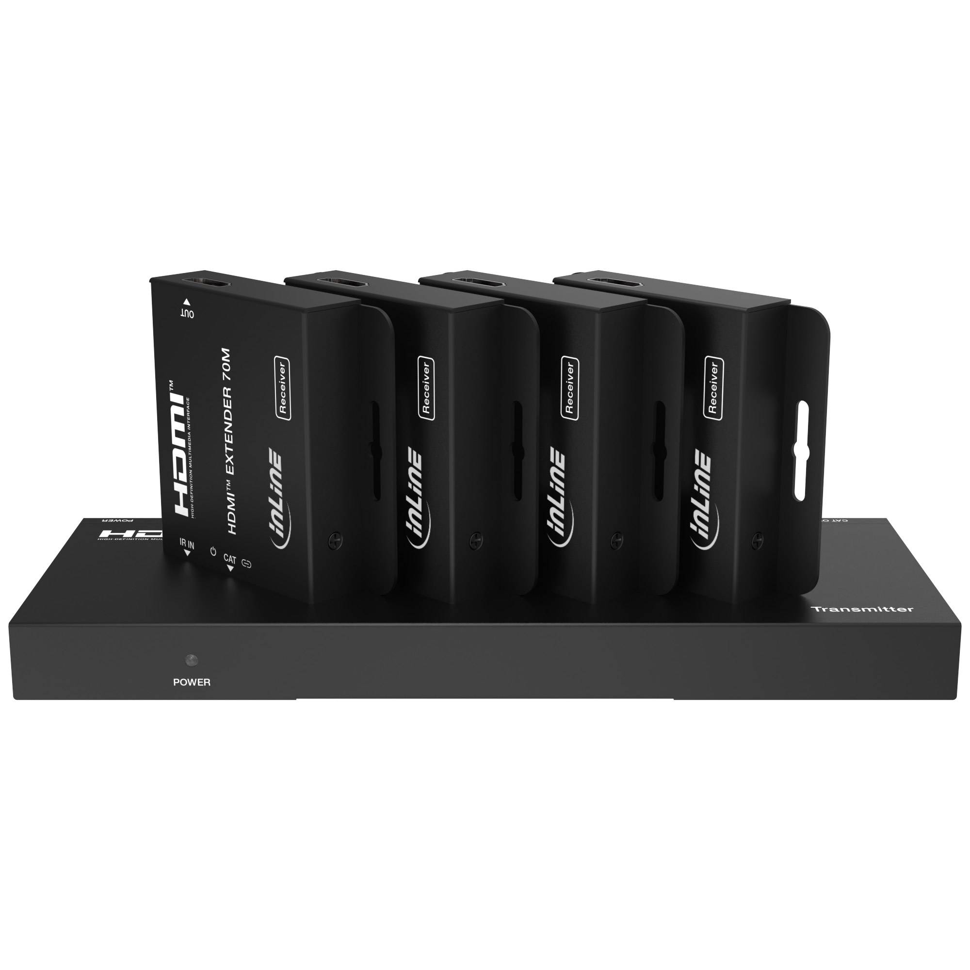 InLine® Video Splitter/Extender, 1x4, Cat.6, HDMI 4K/30Hz, Kit, mit Empfängern