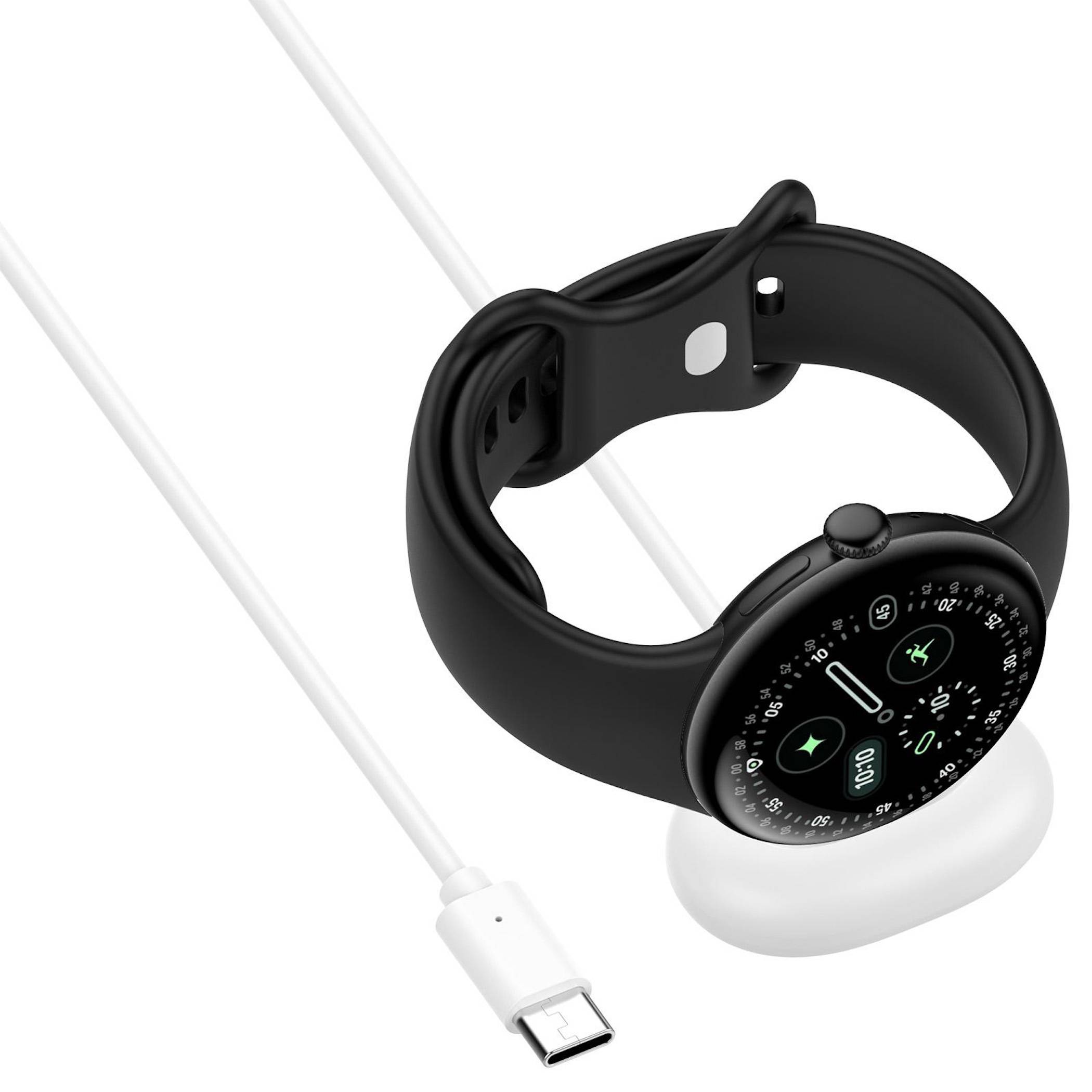 Ladekabel für Google Pixel Watch 4 USB C magnetisch mit Ladebase 1 Meter Weiß