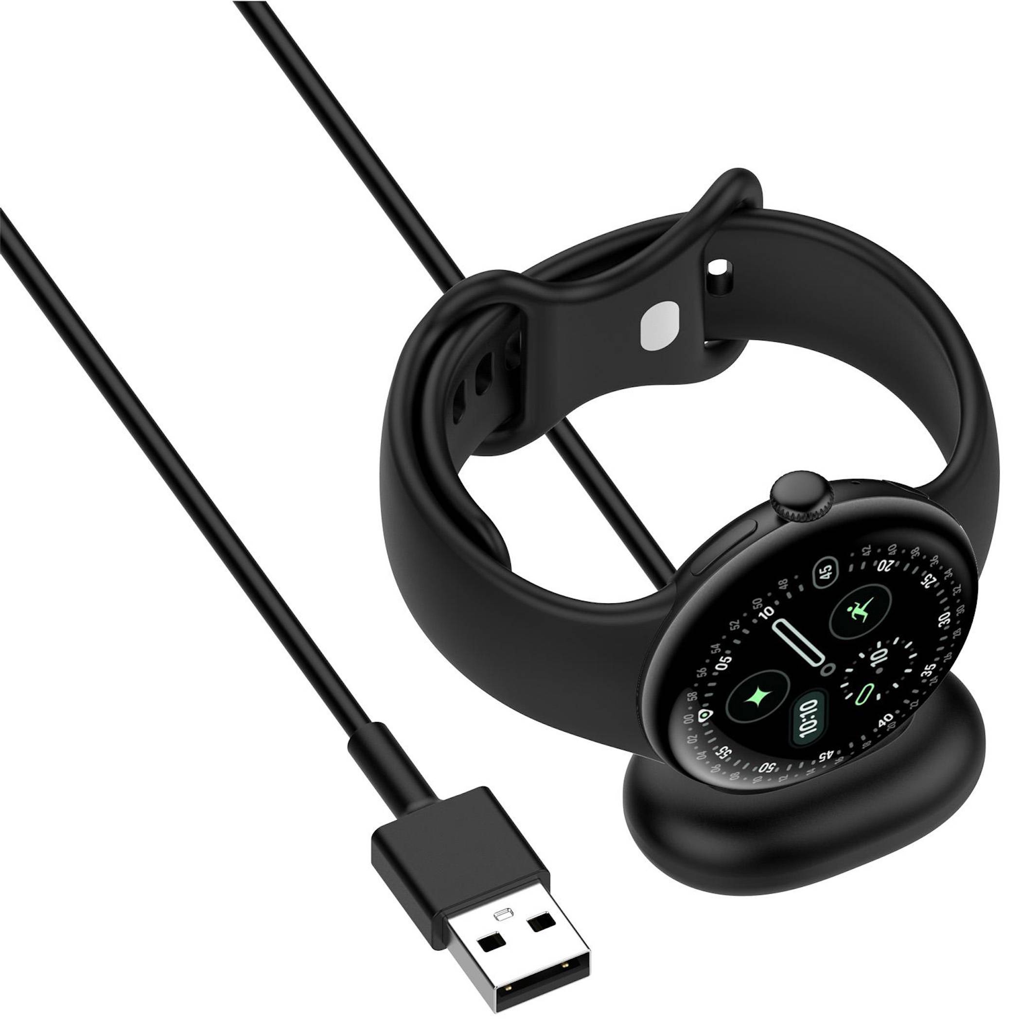 Ladekabel für Google Pixel Watch 4 USB A magnetisch mit Ladebase 1 Meter Schwarz