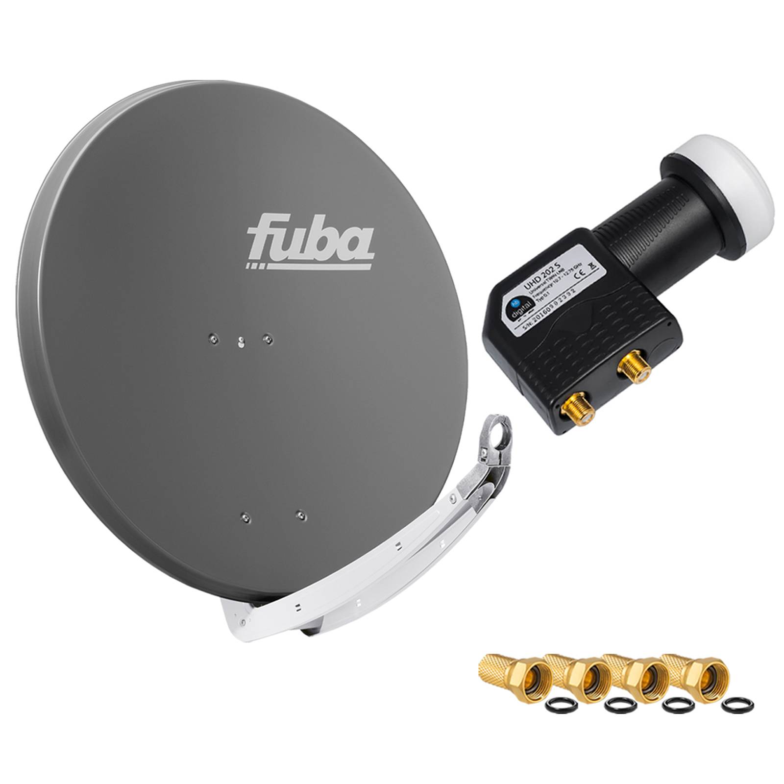 hb-digital Sat Anlage 85cm Fuba DAA 850 Aluminium Anthrazit mit Twin LNB