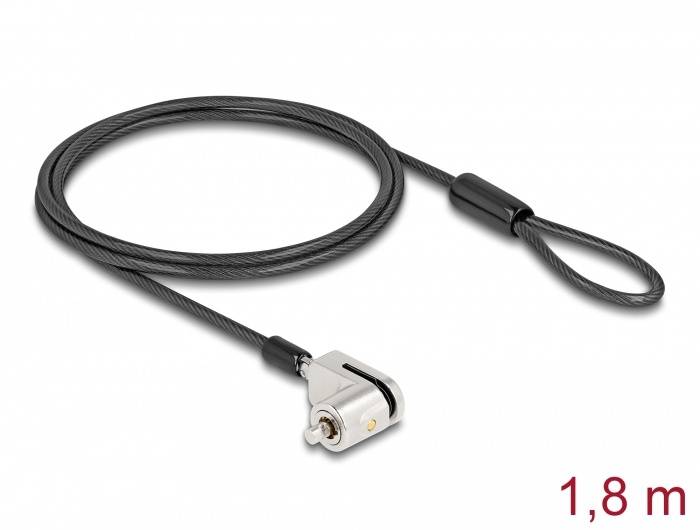Navilock Sicherheitskabelschloss - with key lock - Schwarz - 1.8 m