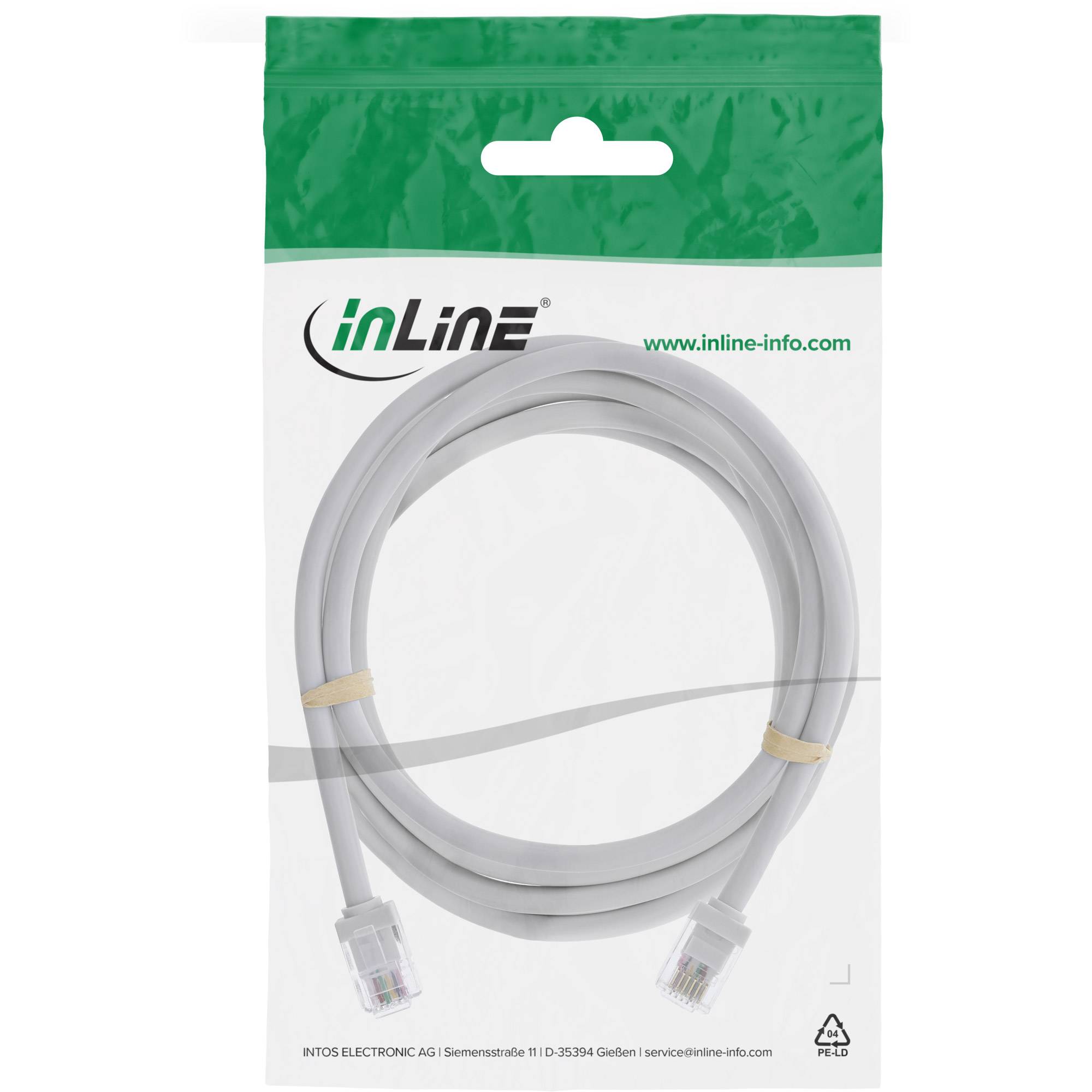 InLine® Modular-Rundkabel RJ12, Stecker / Stecker, 6adrig, 6P6C, 1m Kabel Telefon- und WLAN-Kabel