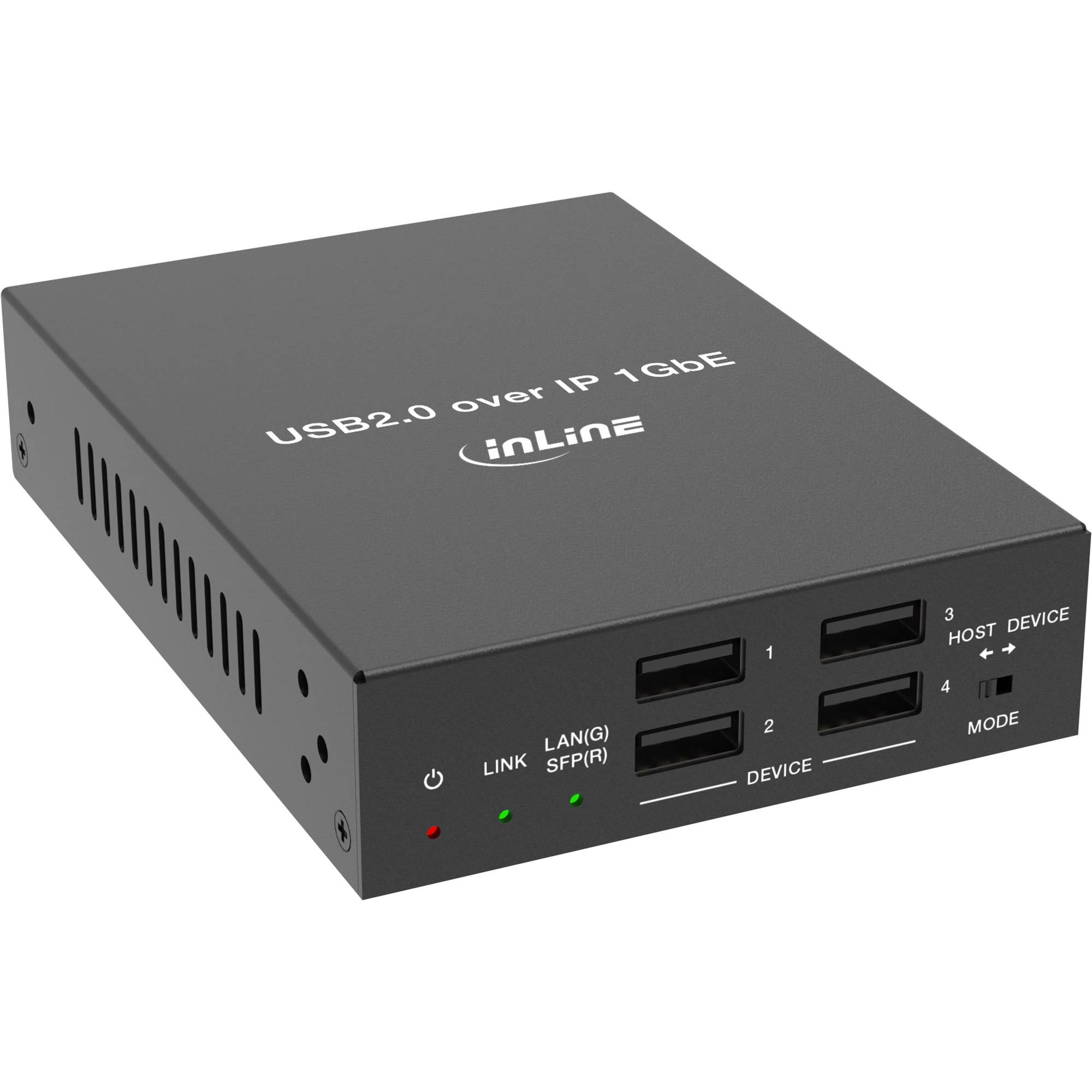 InLine® USB 2.0 Host/Device Extender over IP, Einzelgerät, RJ45 / SFP (57886E)