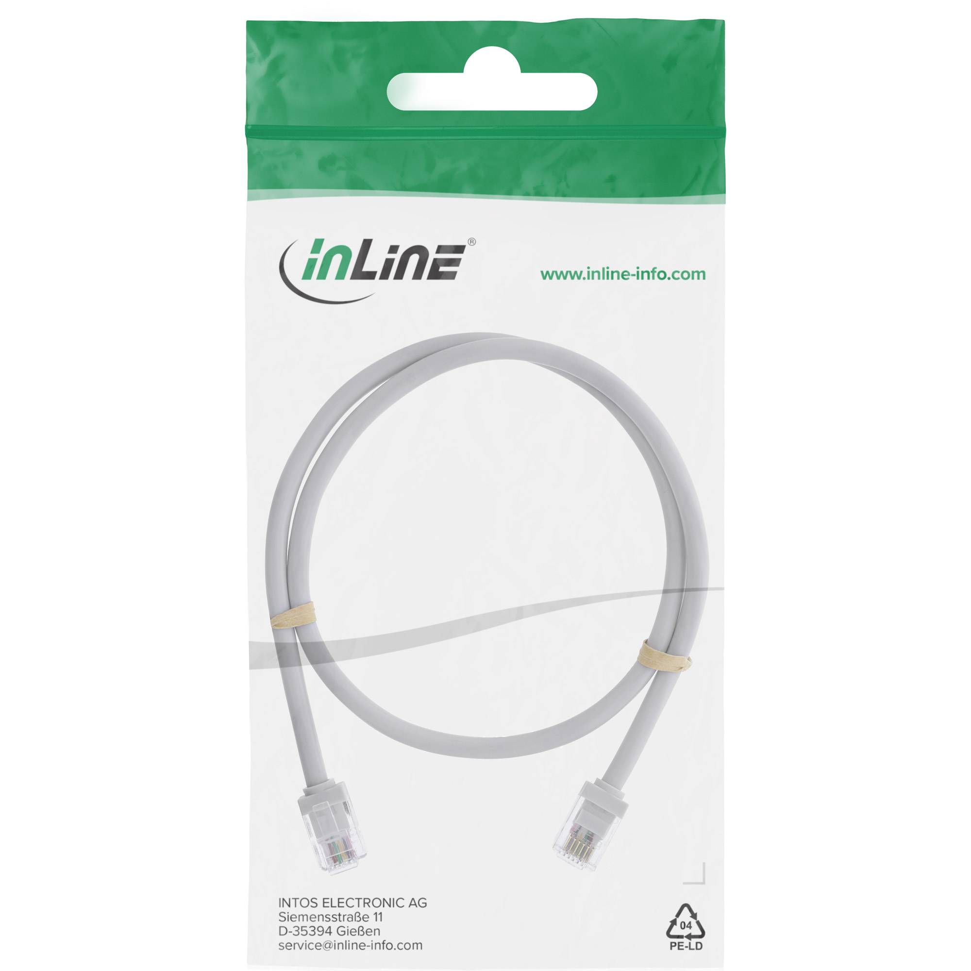 InLine® Modular-Rundkabel RJ12, Stecker / Stecker, 6adrig, 6P6C, 0,5m Kabel Telefon- und WLAN-Kabel