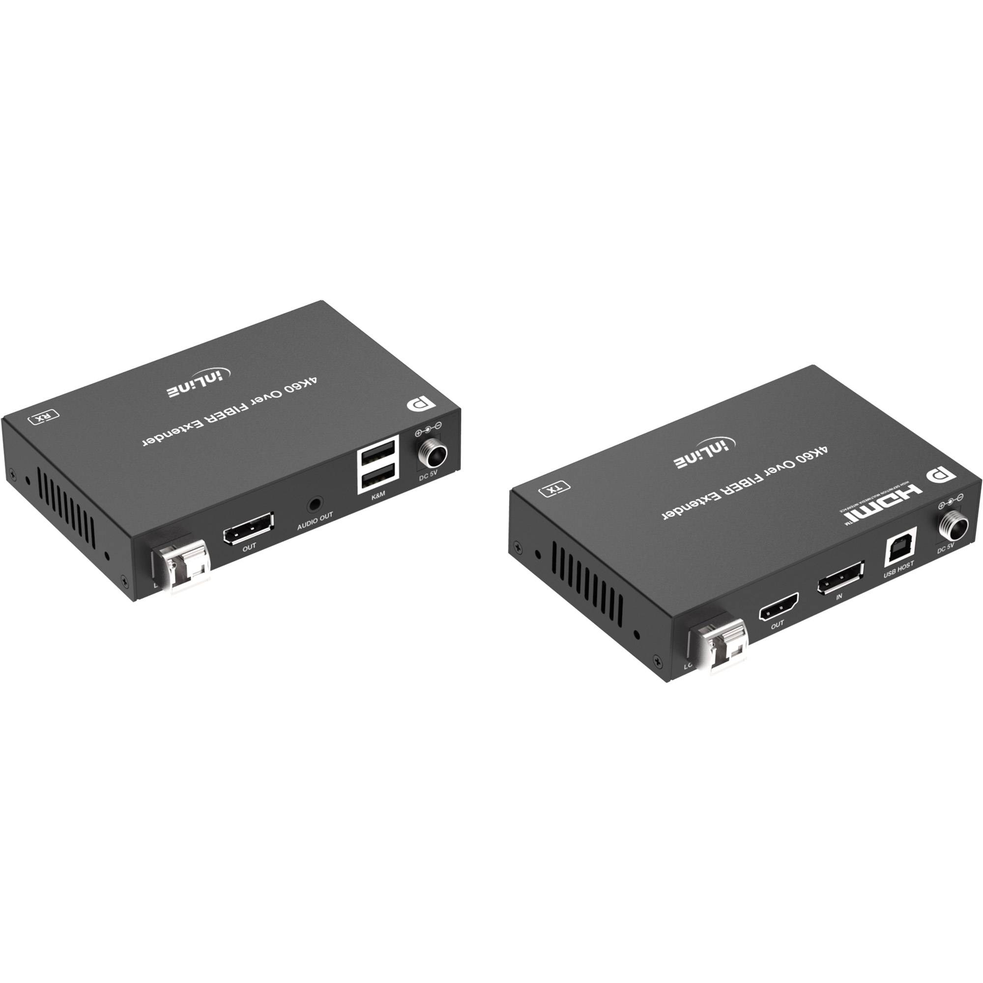 InLine® KVM Extender, DP 4K/60Hz, Fiber Singlemode, 10km, Set