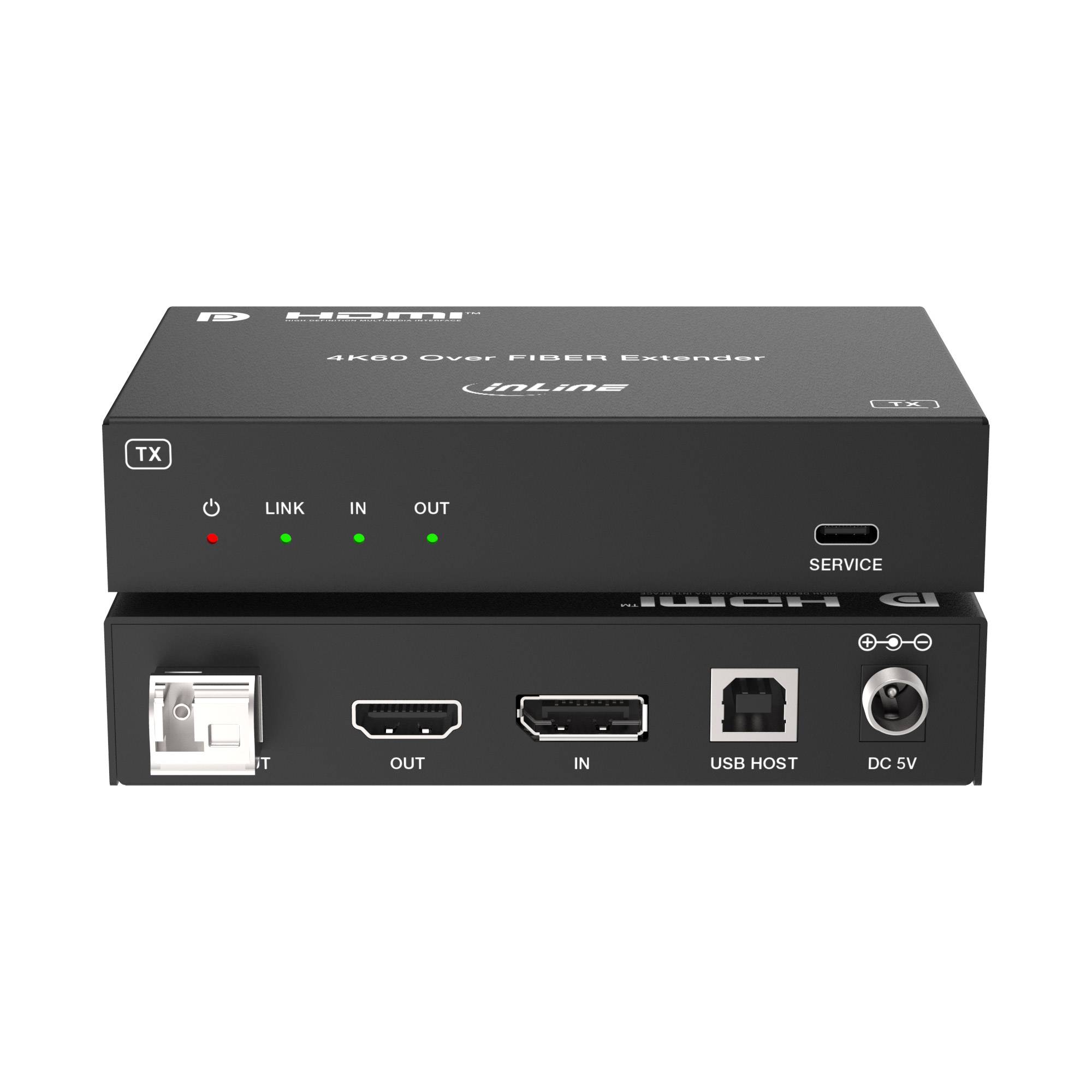 InLine® KVM Extender, DP 4K/60Hz, Fiber Singlemode, 10km, Set