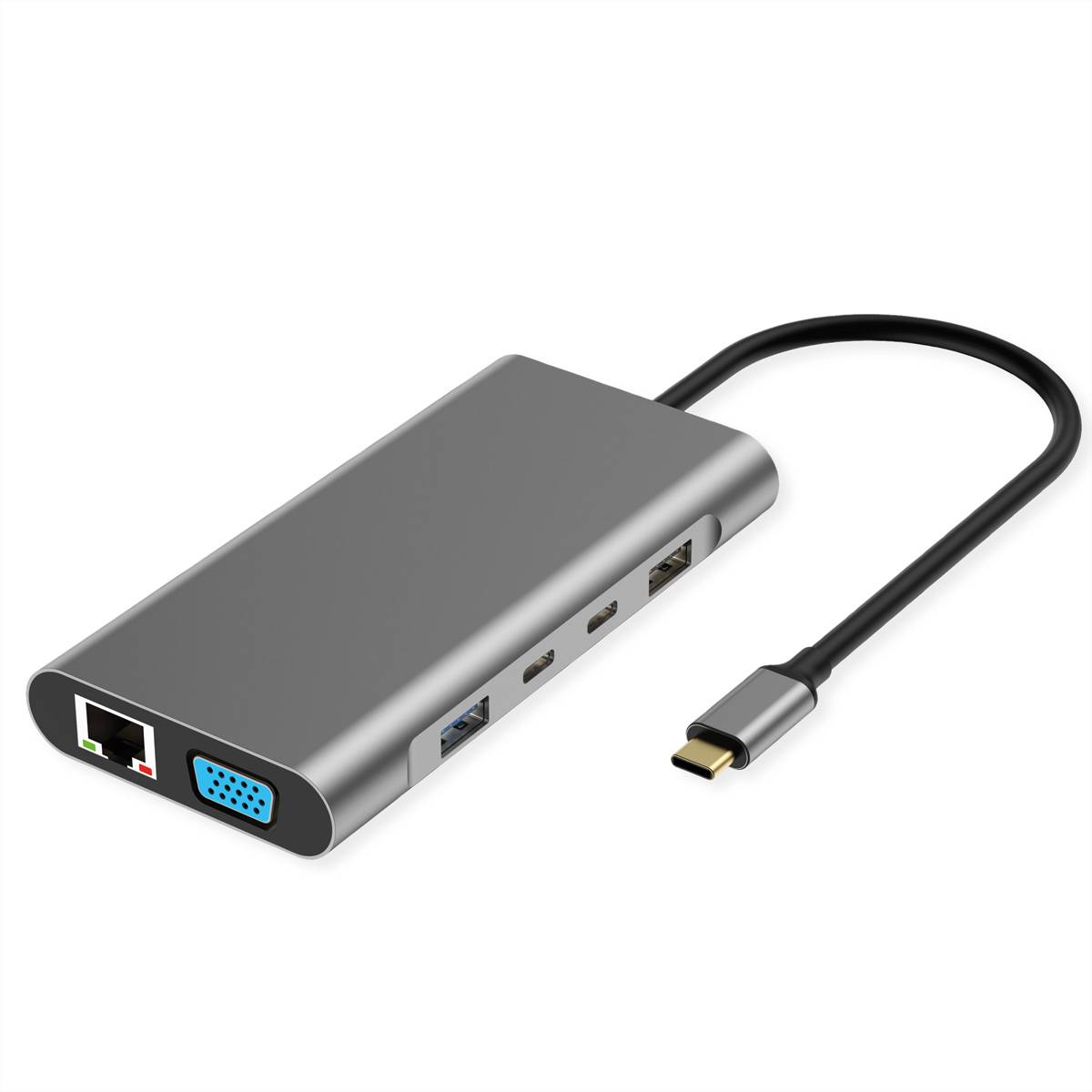 Value USB-C Dockingstation, 2x 4k HDMI, DP, VGA, Gigabit Ethernet, 2x USB-C, 2x USB-A, PD