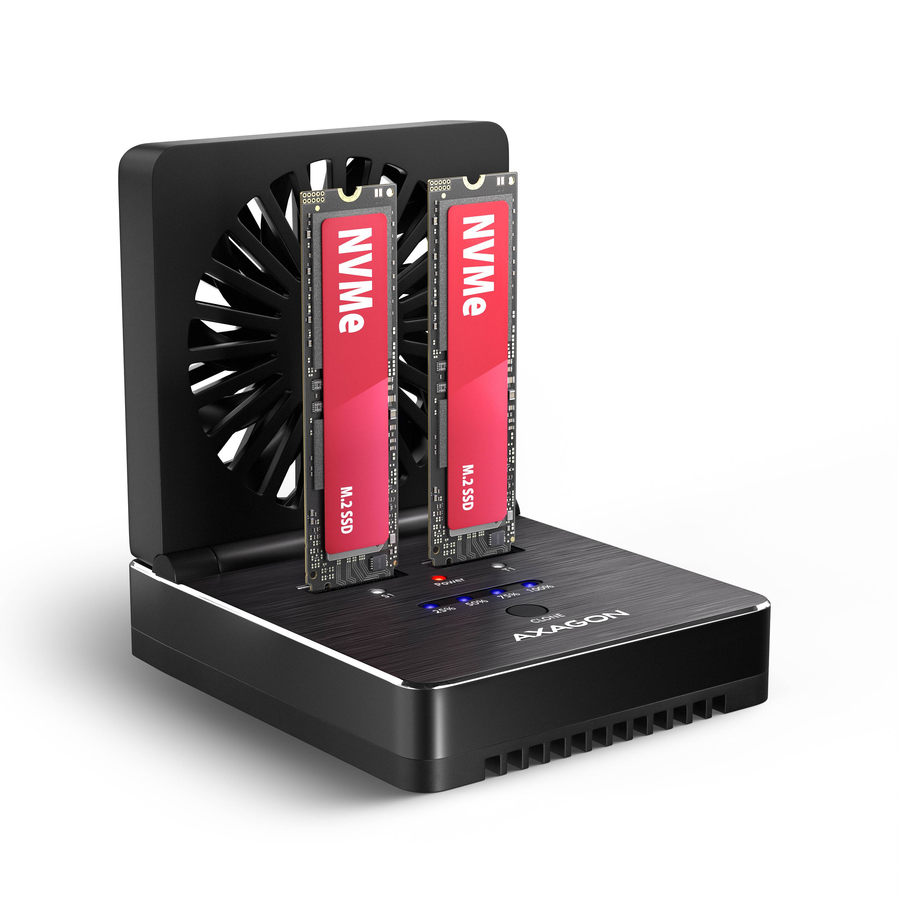 ADSA-M2C22 USB-C 20Gbit/s Dual M.2 NVMe & SATA SSD Docking- und Klonstation, SSD