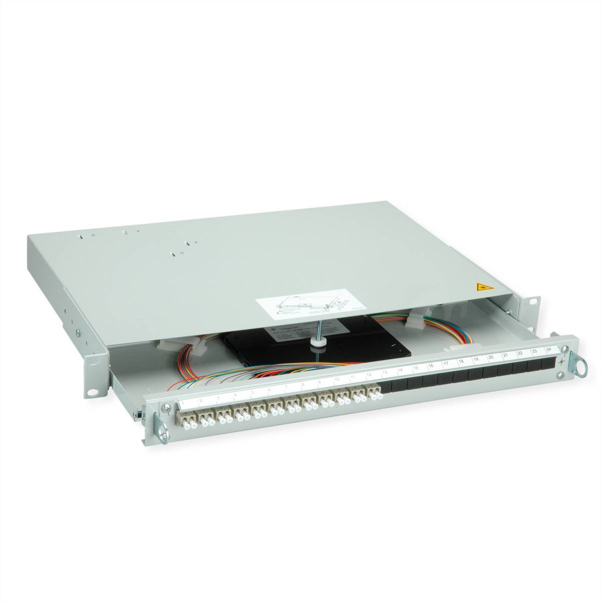 TELEGÄRTNER PROFI V LWL-Panel mit Kupplungen & Pigtails, 12x LC Duplex, beige, OM2, Grade B