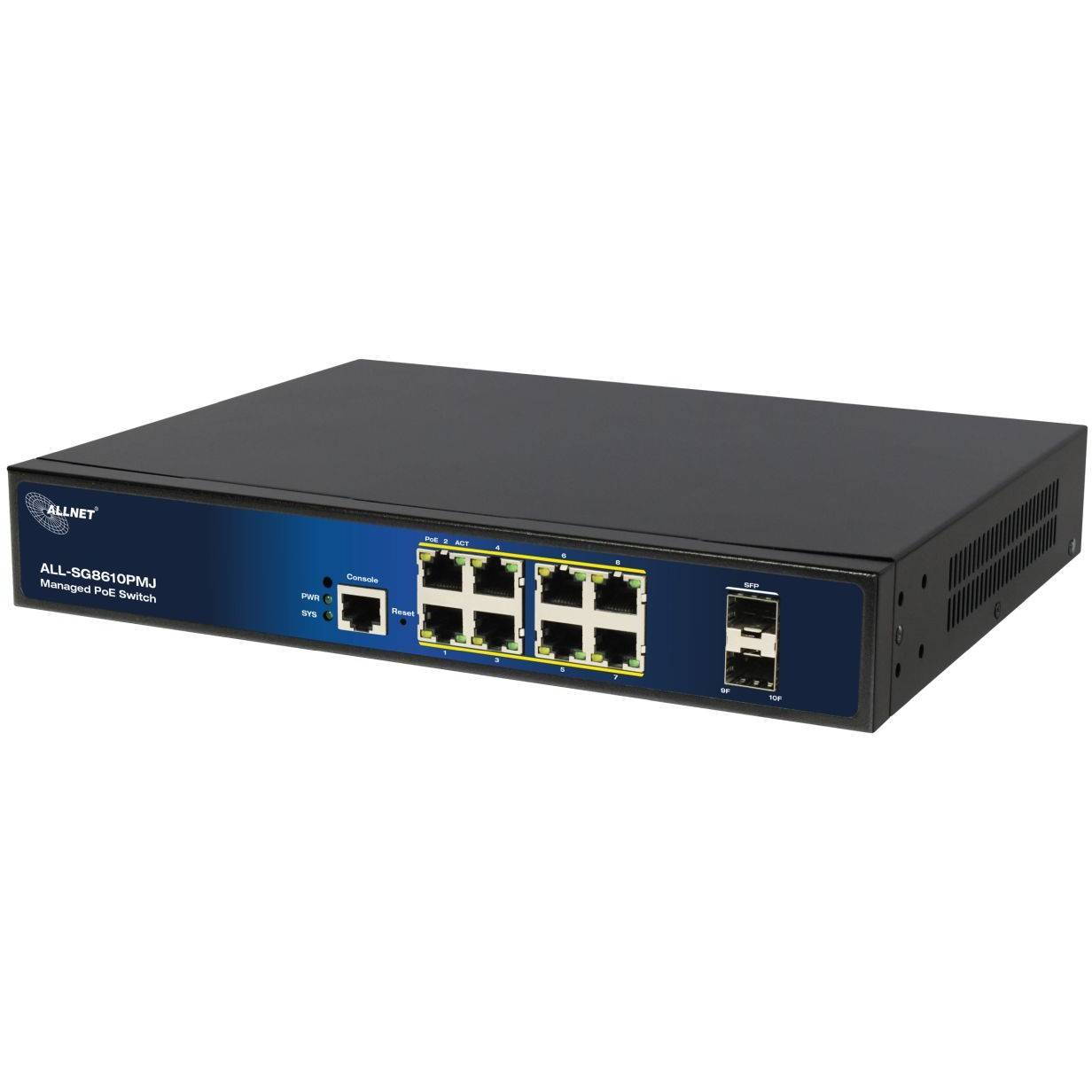 ALLNET - Switch full managed Layer2+ 10 Port• 8x GbE• PoE Budget 130W• at• 2x SFP - Switch - 1 Gbps