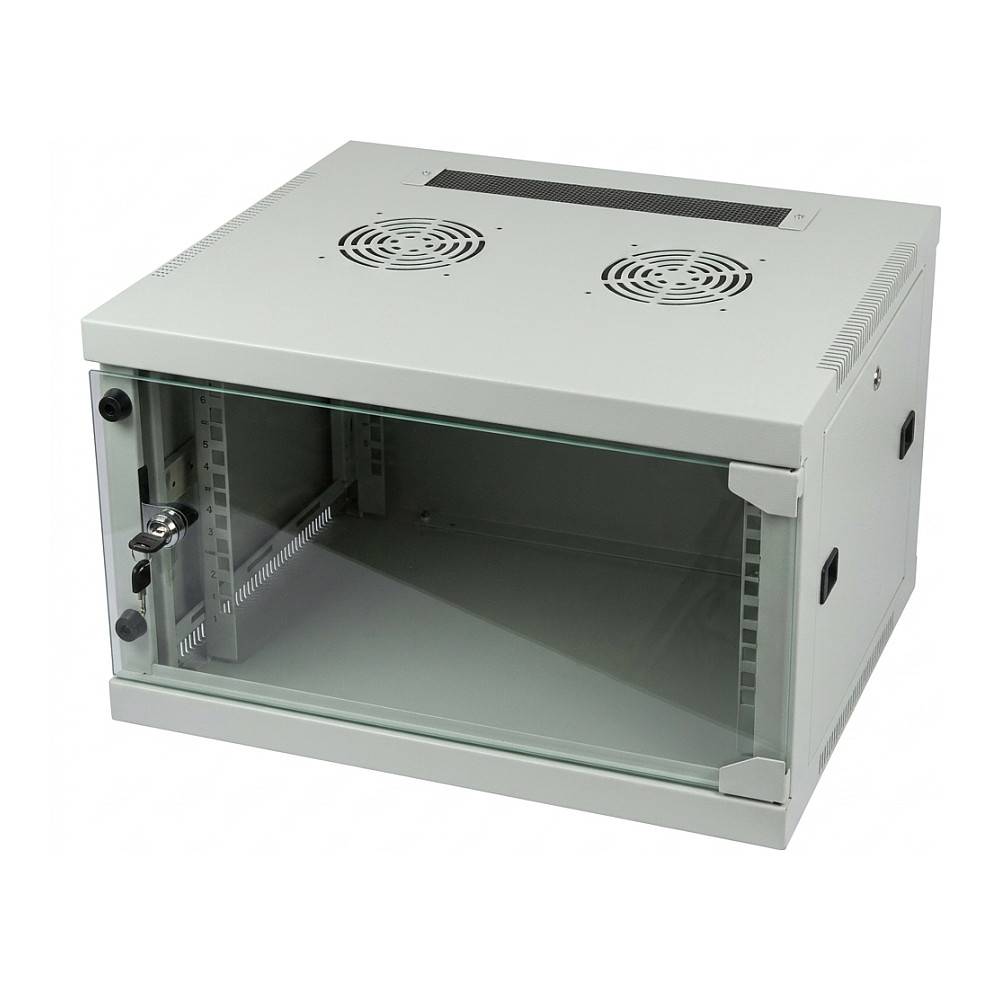 ALLNET Netzwerkschrank 19 6HE 1-teilig T594/B541mm Lichtgrau SMQ-Serie Gehäuse Netzwerk- und