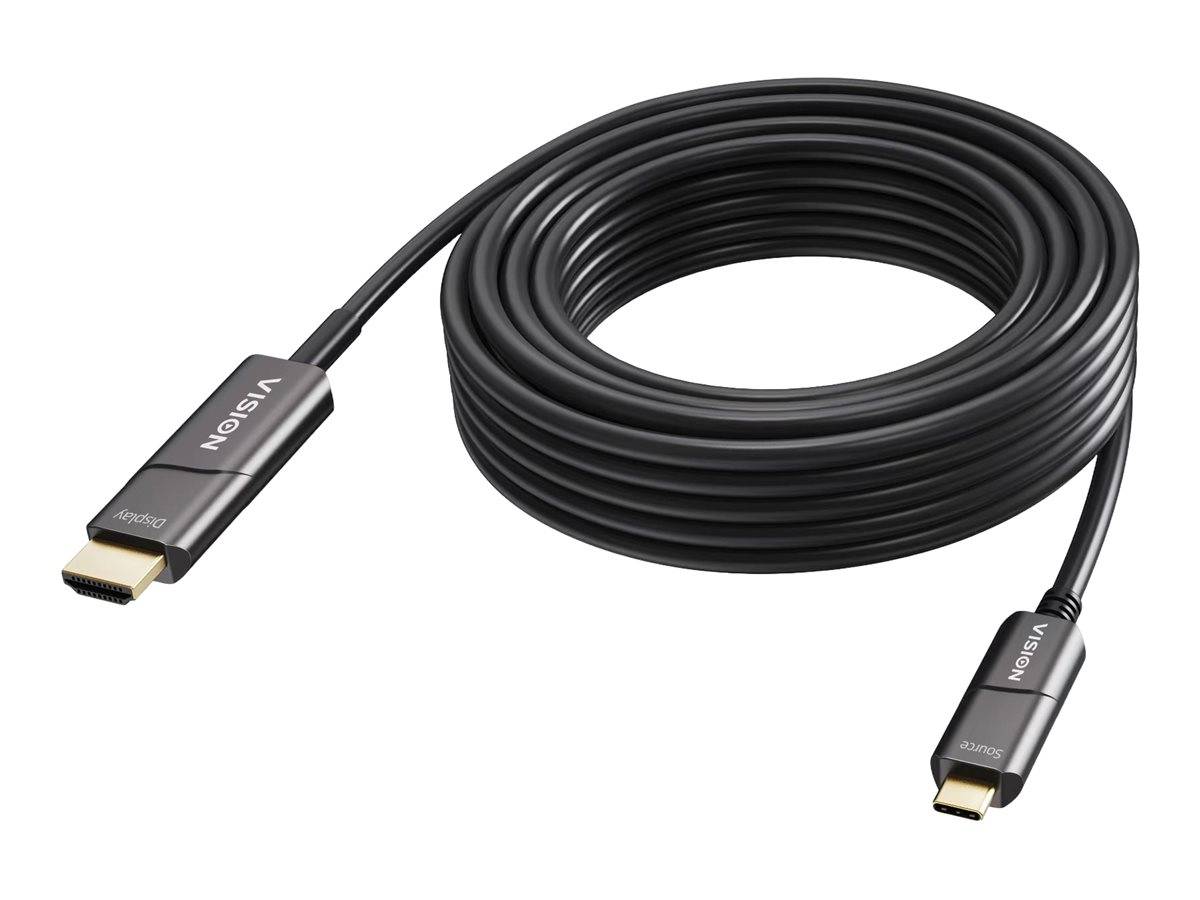 VISION - Adapterkabel - USB-C männlich zu HDMI männlich - 15 m - Glasfaser - Sch