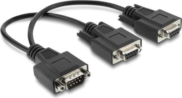 Delock Adapter Y-Kabel D-Sub9 1 x Stecker mit Muttern zu 2 x Buchse mit Schraube