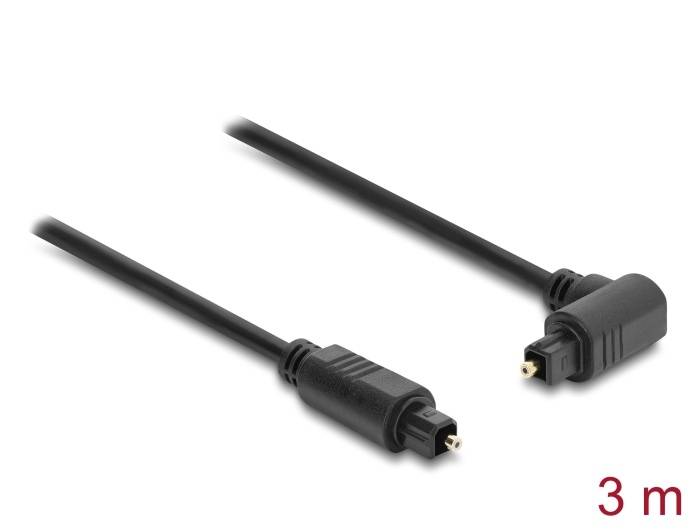 Delock TOSLINK Kabel Stecker 90° gewinkelt auf Stecker gerade, Ø 4 mm, 3 m, schwarz