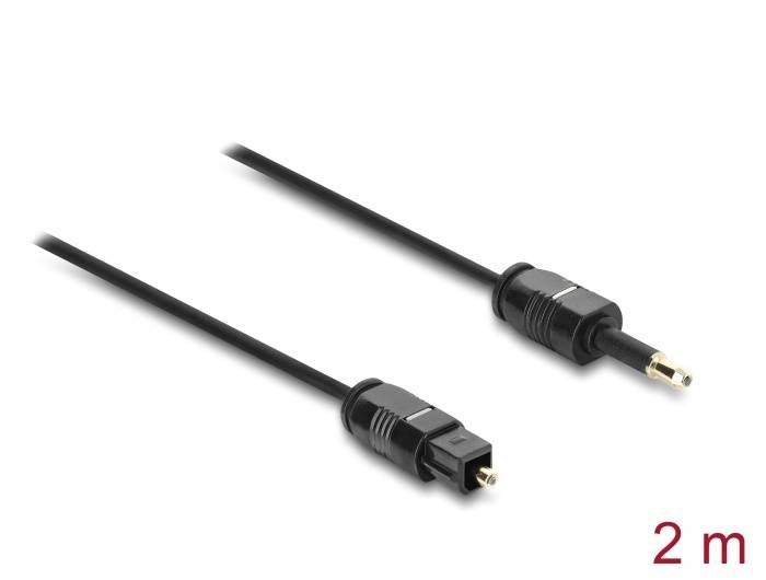 Delock TOSLINK Kabel mini TOSLINK 3,5 mm Stecker auf TOSLINK Stecker, Ø 2,2 mm, 2 m, schwarz