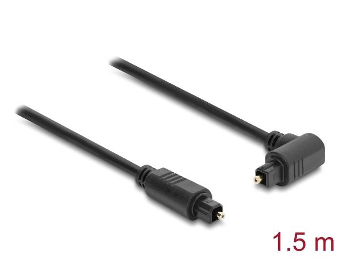 Delock TOSLINK Kabel Stecker 90° gewinkelt auf Stecker gerade, Ø 4 mm, 1,5 m