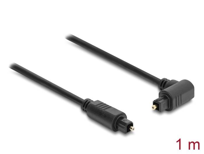 Delock TOSLINK Kabel Stecker 90° gewinkelt auf Stecker gerade, Ø 4 mm, 1 m, schwarz
