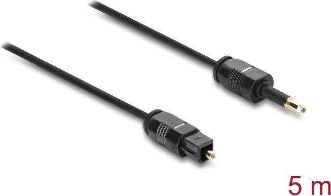 Delock TOSLINK Kabel mini TOSLINK 3,5 mm Stecker auf TOSLINK Stecker, Ø 2,2 mm, 5 m, schwarz