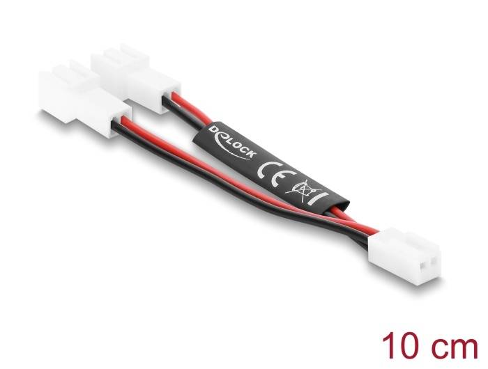 Delock Y-Lüfterkabel 1 x 2 Pin Buchse zu 2 x 2 Pin Stecker 10 cm