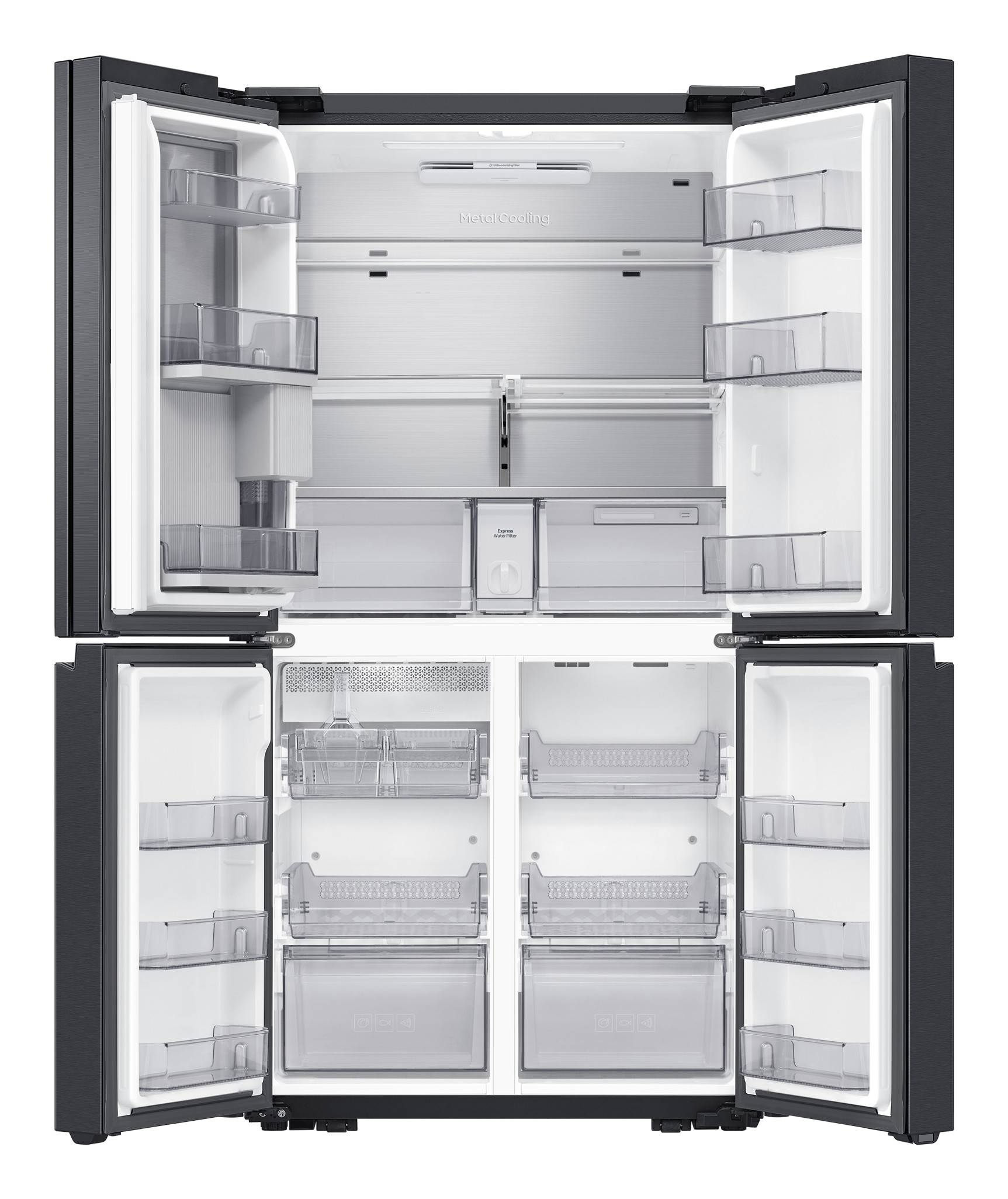 Samsung 4-Türen French Door mit Beverage Center und Festwasseranschluss, Freistehend, French door, Schwarz, Black DOI,