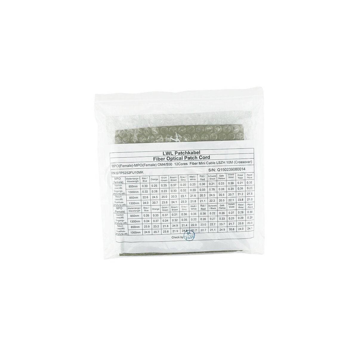 BlueOptics Q1H65A kompatibles MPO-MPO Multimode OM3 Patchkabel 5 Meter - low-smo