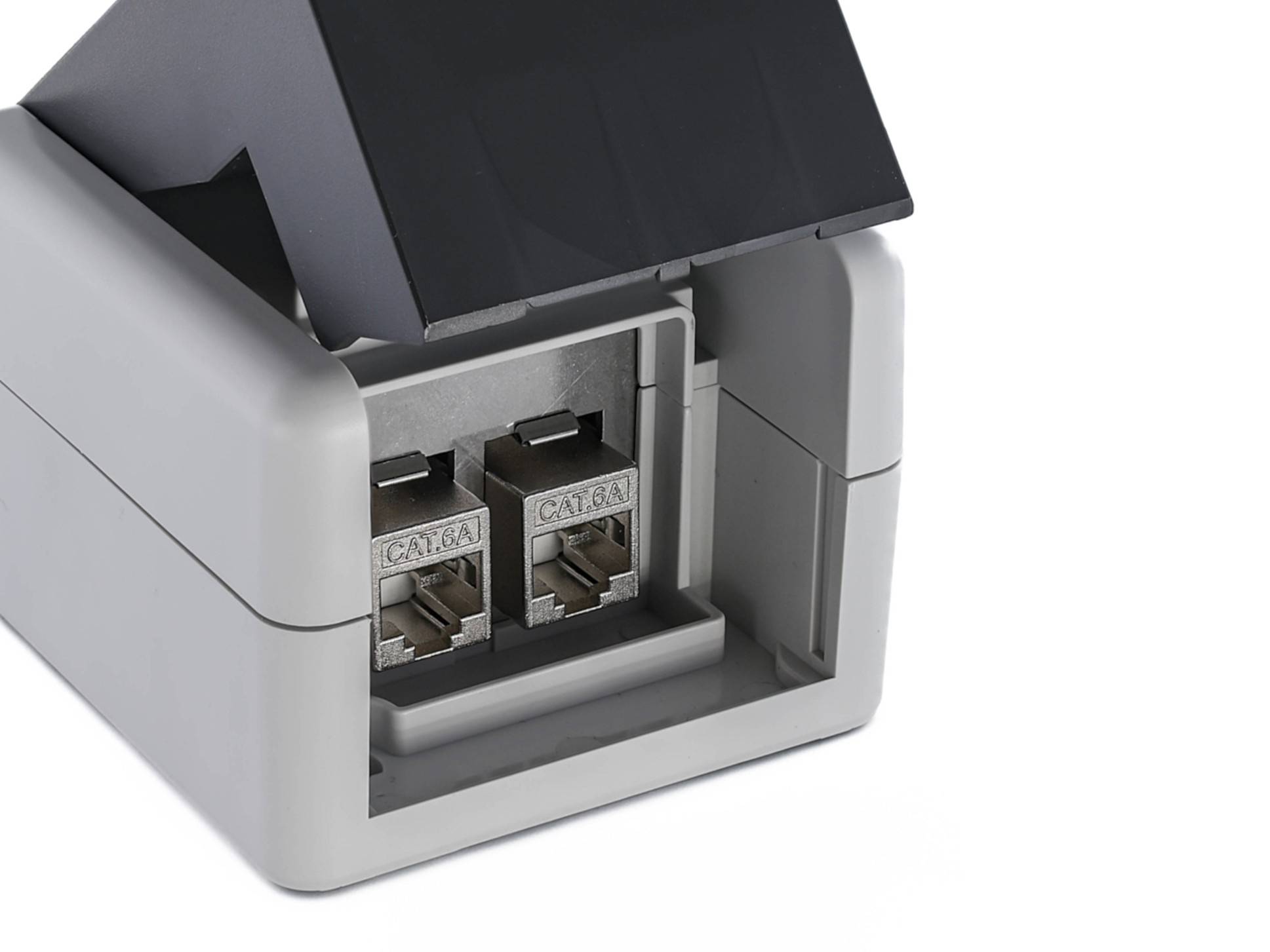 Equip Aufputz-Anschlussdose mit 2 Keystone-Anschlüssen für den Außenbereich, Schutzart IP44, Verteilerkasten, Kunststoff