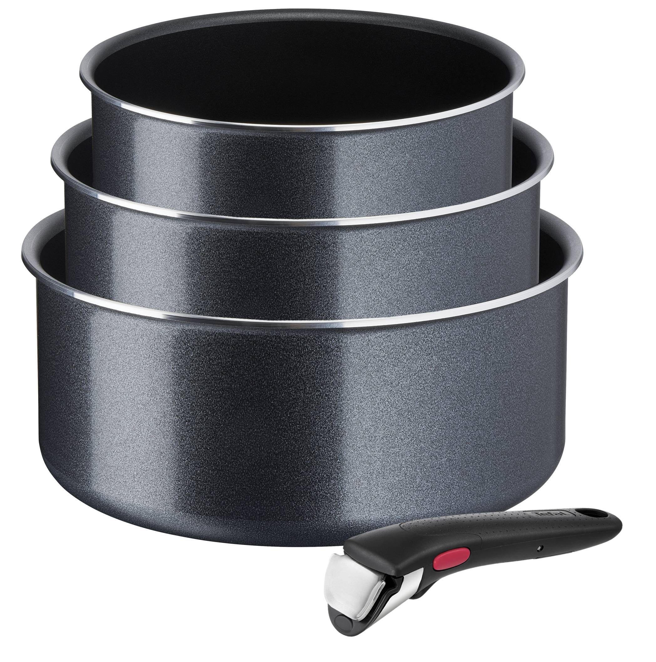 Tefal Ingenio XL Force 4-teiliges Set L15890, Kochset, Schwarz, Aluminium, Titan, Schwarz, Thermo-Punkt