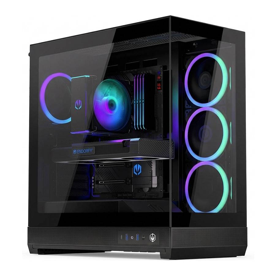 ENDORFY Fishtank 6000 Corona schwarz Tempered Glass x 2 Midi/Minitower ATX Kühler Lüfter