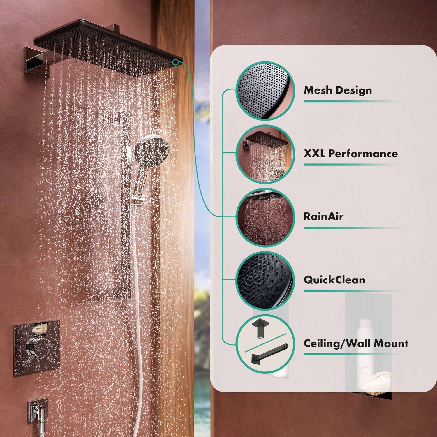 Hansgrohe Raindance Alive Q Kopfbrause, 11l/min, 210x340mm 1jet, Mattschwarz