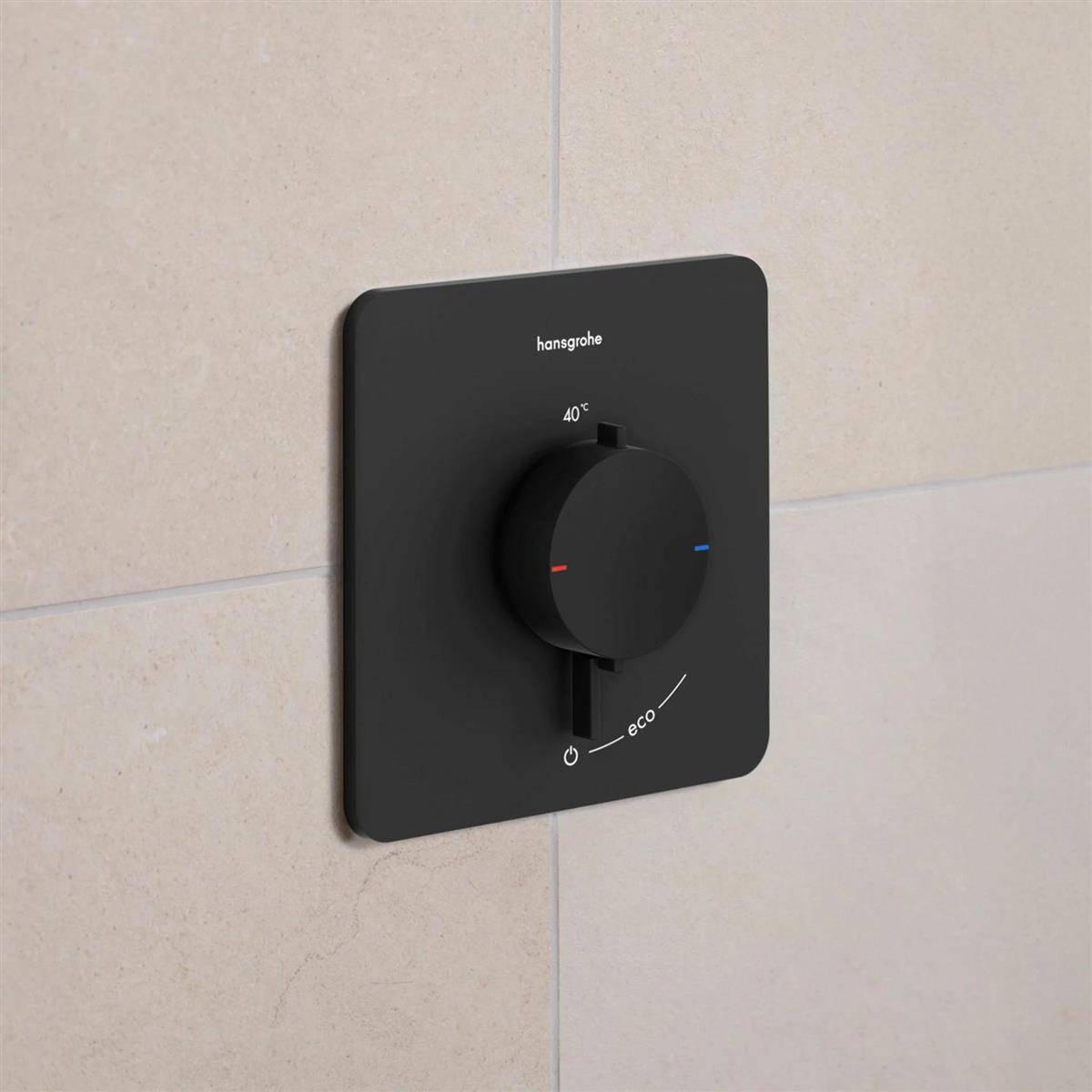 hansgrohe Ecostat Comfort Q Thermostat Unterputz für 1 Verbraucher, Mattschwarz