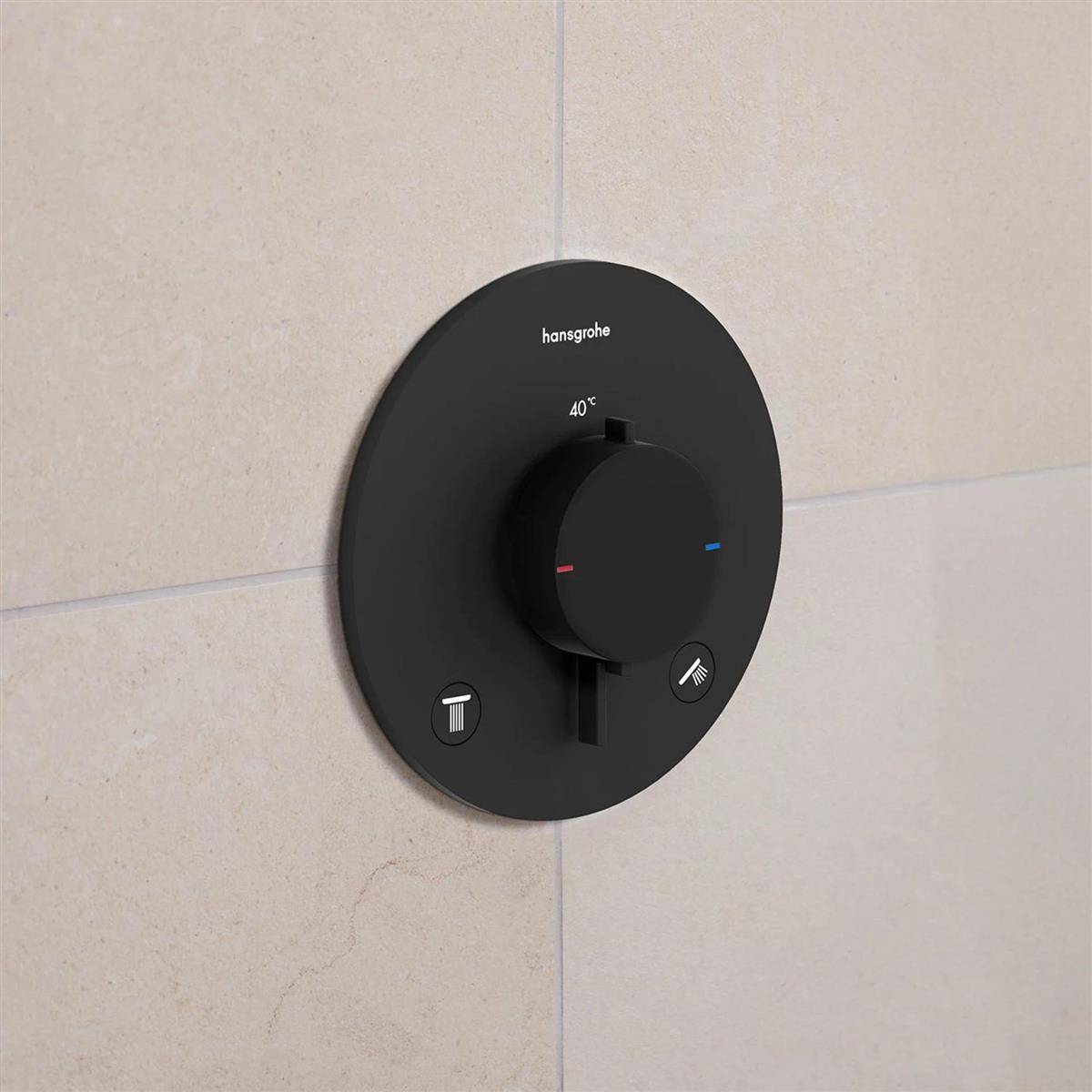 Hansgrohe Ecostat Comfort S Thermostat Unterputz, 25,7l/min, für 2 Verbraucher, Mattschwarz