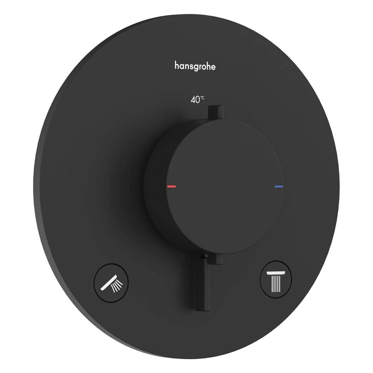 Hansgrohe Ecostat Comfort S Thermostat Unterputz, 25,7l/min, für 2 Verbraucher, Mattschwarz