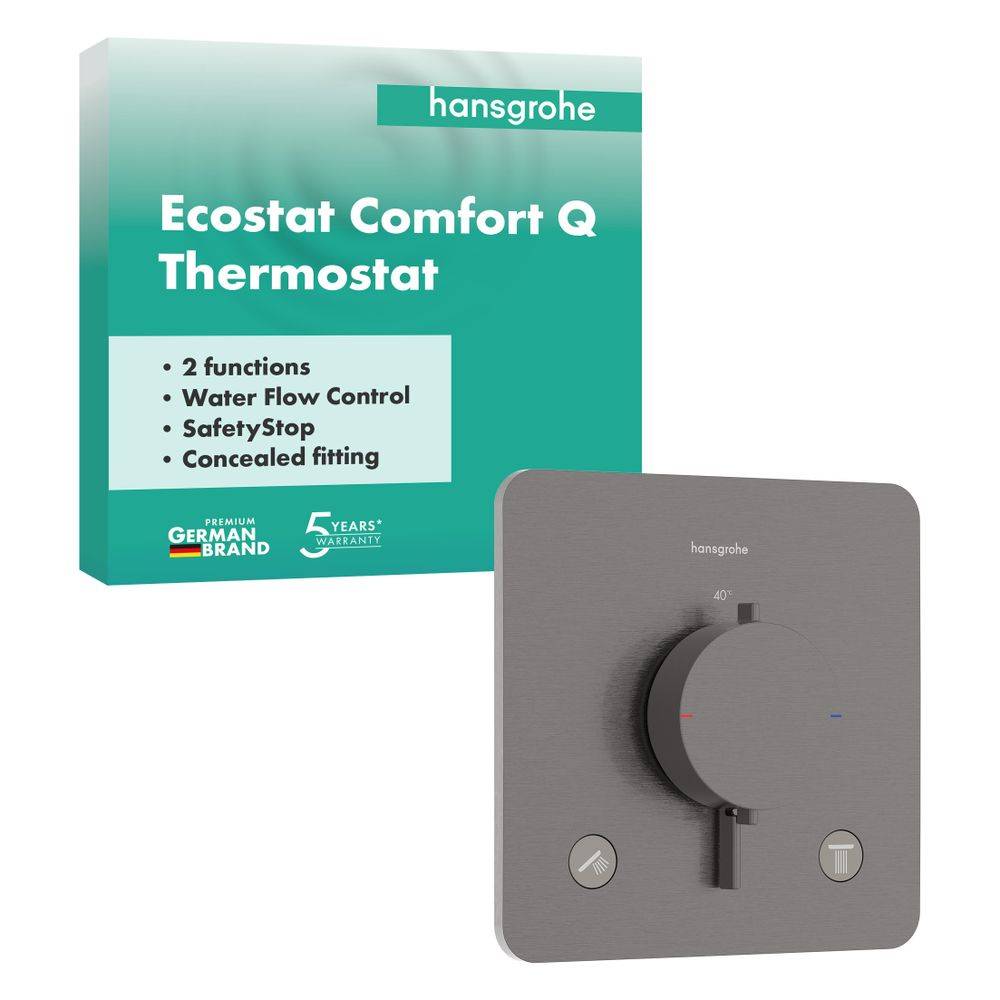 Hansgrohe Ecostat Comfort Q Thermostat Unterputz, 25,7l/min, für 2 Verbraucher, Brushed Black Chrome