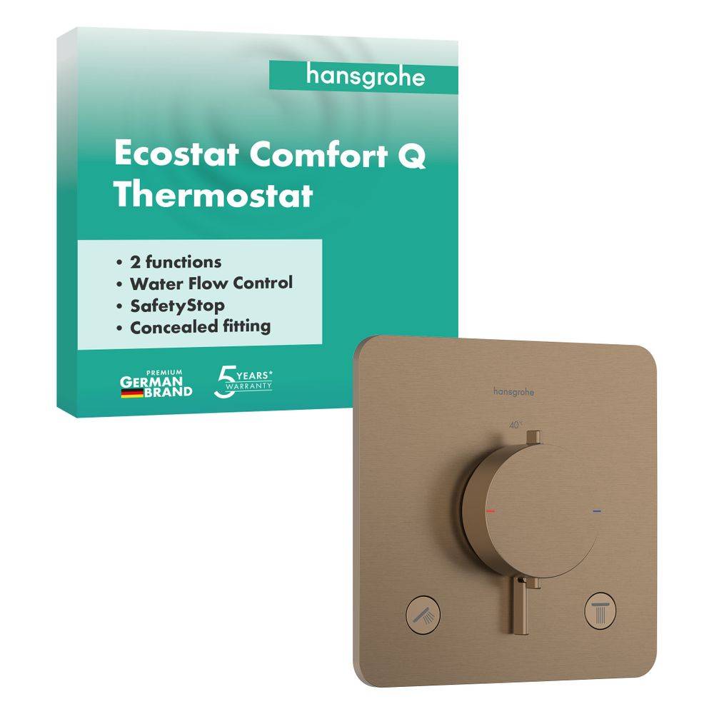 Hansgrohe Ecostat Comfort Q Thermostat Unterputz, 25,7l/min, für 2 Verbraucher, Brushed Bronze