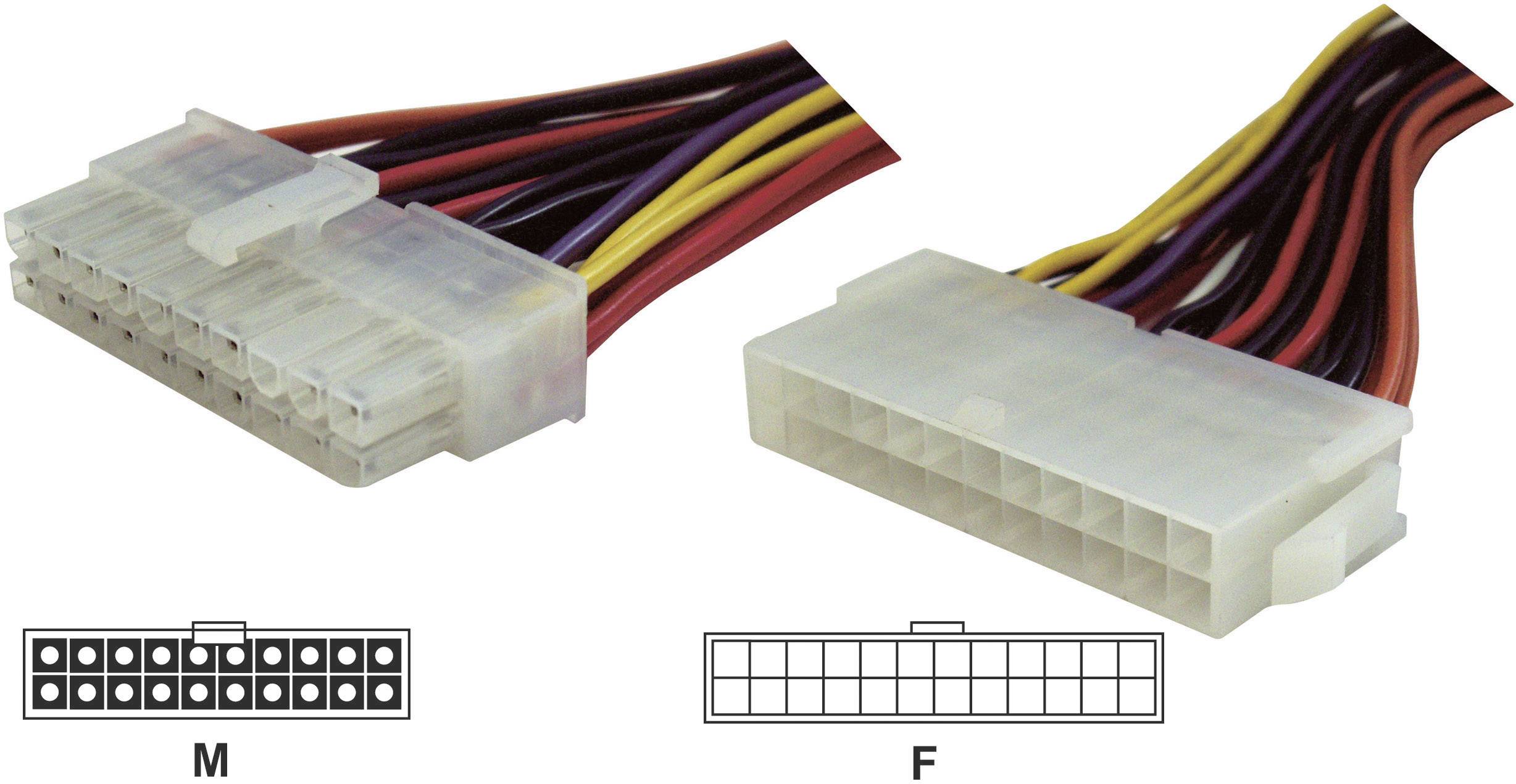 Goobay Strom Verlängerungskabel [1x ATX-Strom-Stecker 20pol. - 1x ATX-Strom-Buchse 24pol.] 15.00 cm Bunt