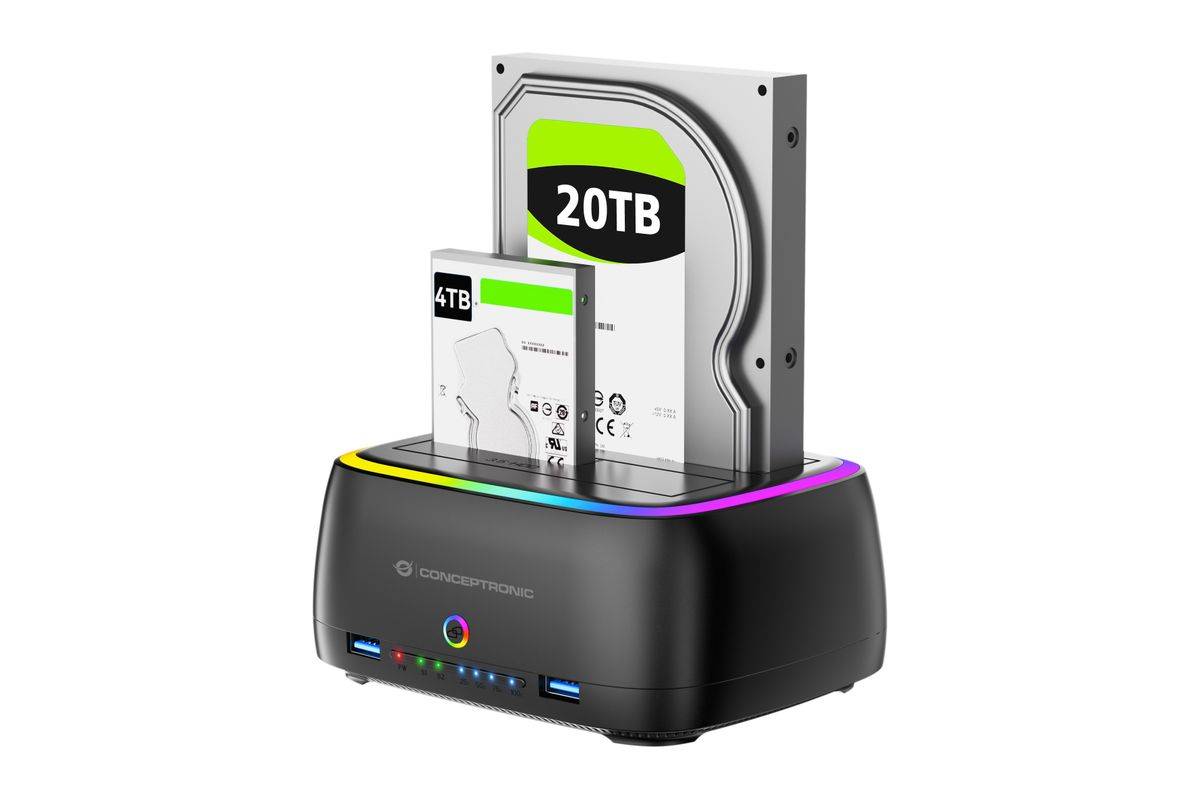 CONCEPTRONIC Festplattengehäuse 2.5/3.5"HDD/SSD 2xUSB-A sw