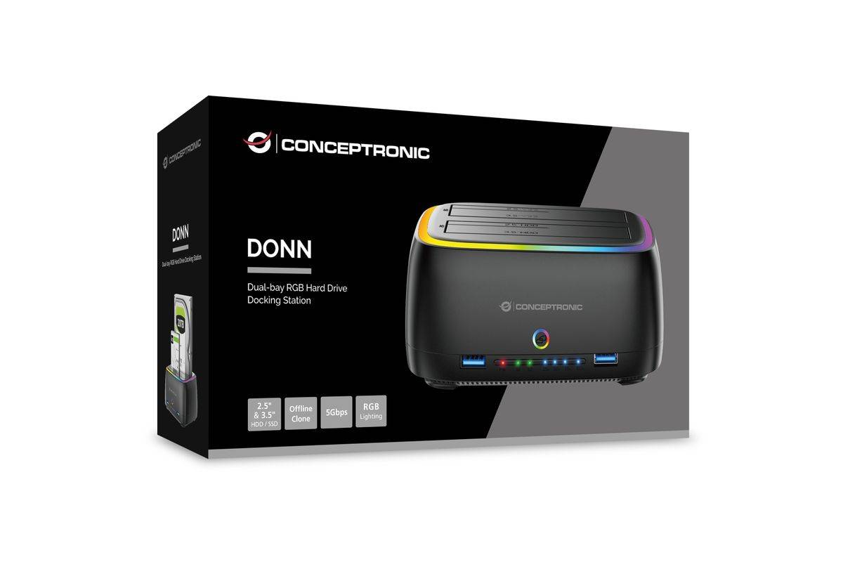 CONCEPTRONIC Festplattengehäuse 2.5/3.5"HDD/SSD 2xUSB-A sw